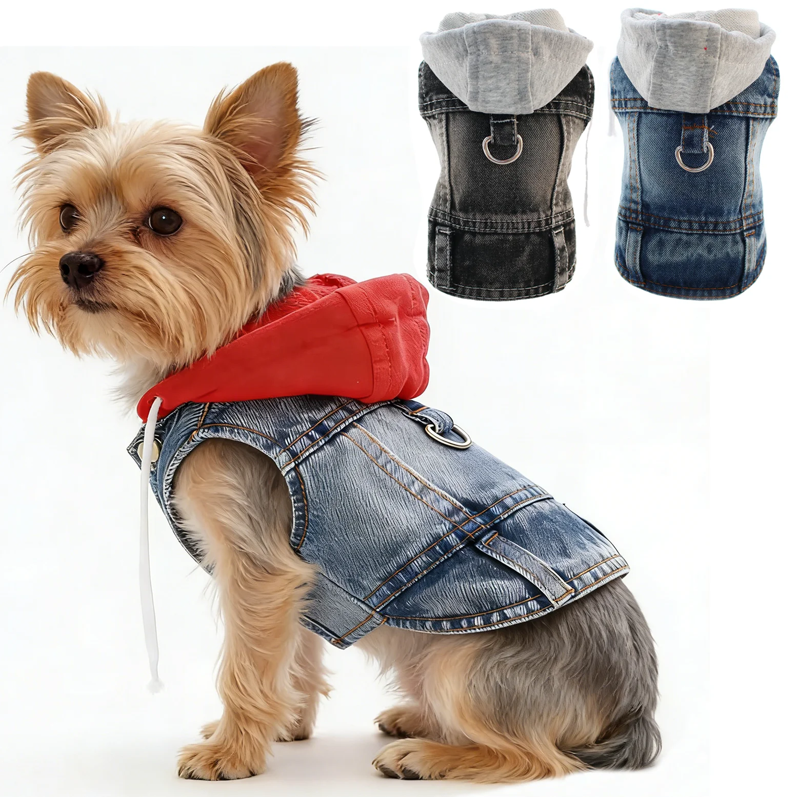 Chaleco vaquero para perros pequeños y medianos con capucha