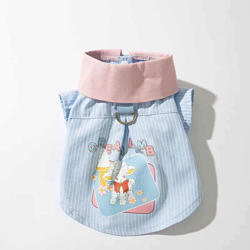 Camiseta para perro mascota, camisa a rayas fina y transpirable de primavera, ropa de dos piernas para perro de tamaño pequeño y mediano, Teddy Cat - imagen 5