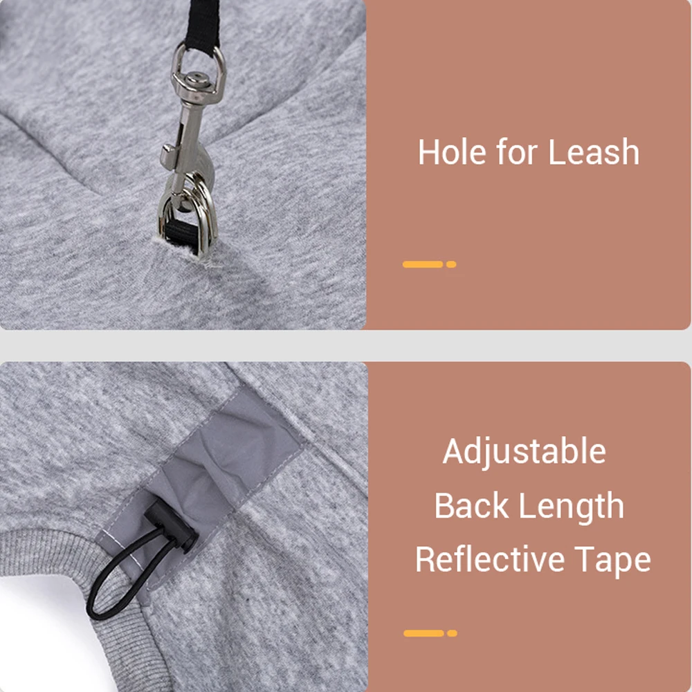 Sudaderas con capucha para perros pequeños, abrigo suave a prueba de viento, cálido, de otoño, con 4 Patas, informal, liso, para cachorros, Yorkshire - imagen 3