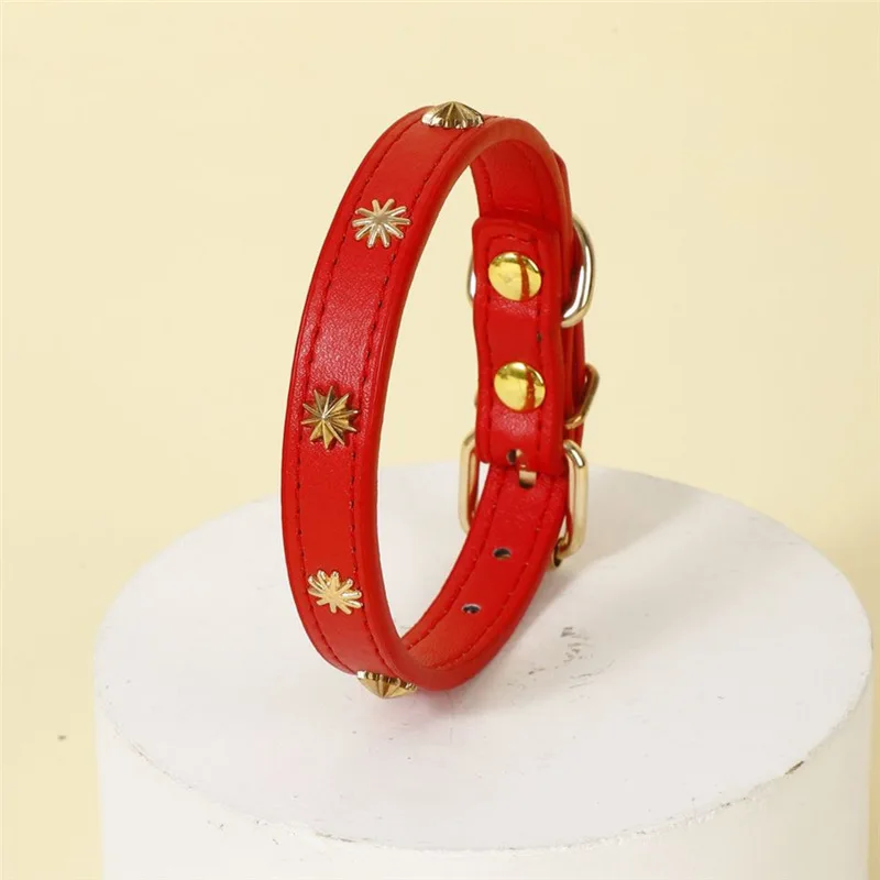 Suministros para mascotas, 1 unidad, Collar de cuero auténtico para perro, collares suaves para cachorros y gatos, Collar ajustable para Chihuahua, hebilla de aleación, accesorios de cadena para perro - imagen 4