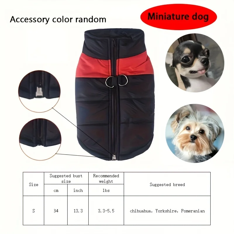 Ropa para perros de 1 pieza, chaleco práctico acolchado cálido de invierno para mascotas, chaqueta con cremallera trasera, abrigo para perros - imagen 5