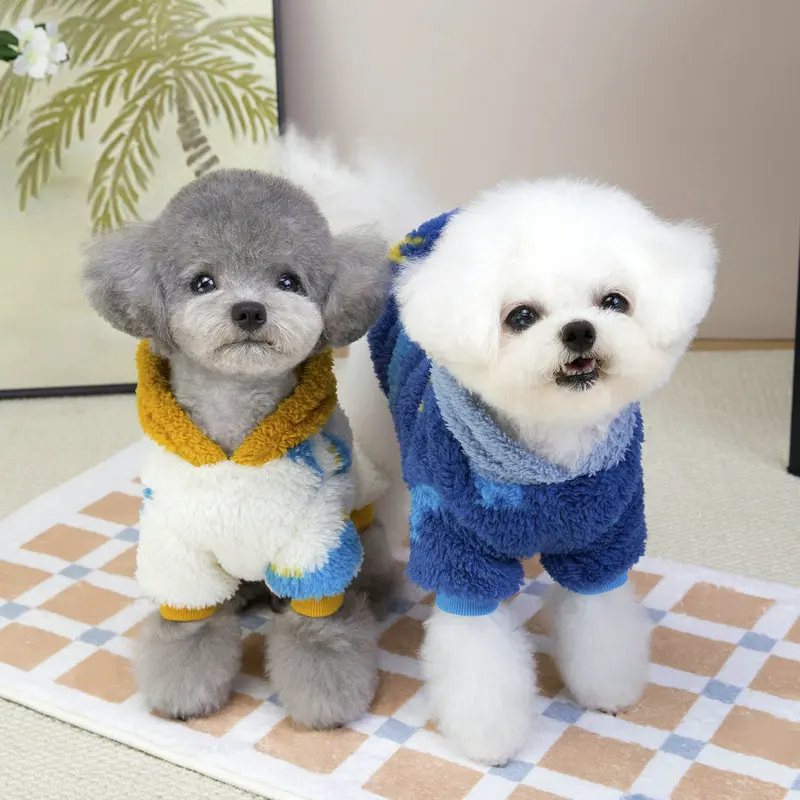 Sudaderas con capucha de lana con ancla de moda peluda para perros, suéter para perros pequeños y medianos, sudadera de terciopelo suave, abrigo con capucha, ropa de invierno para mascotas - imagen 5