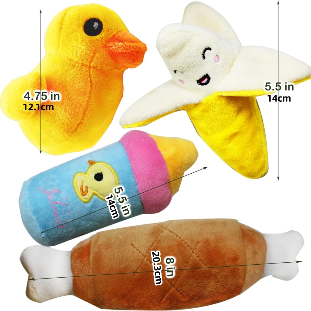 Juego de 12 piezas de juguetes de peluche para perros, juguetes chirriantes para perros, lindos juguetes de peluche para mascotas, juguetes masticables para cachorros rellenos adecuados para pequeños y m - imagen 4