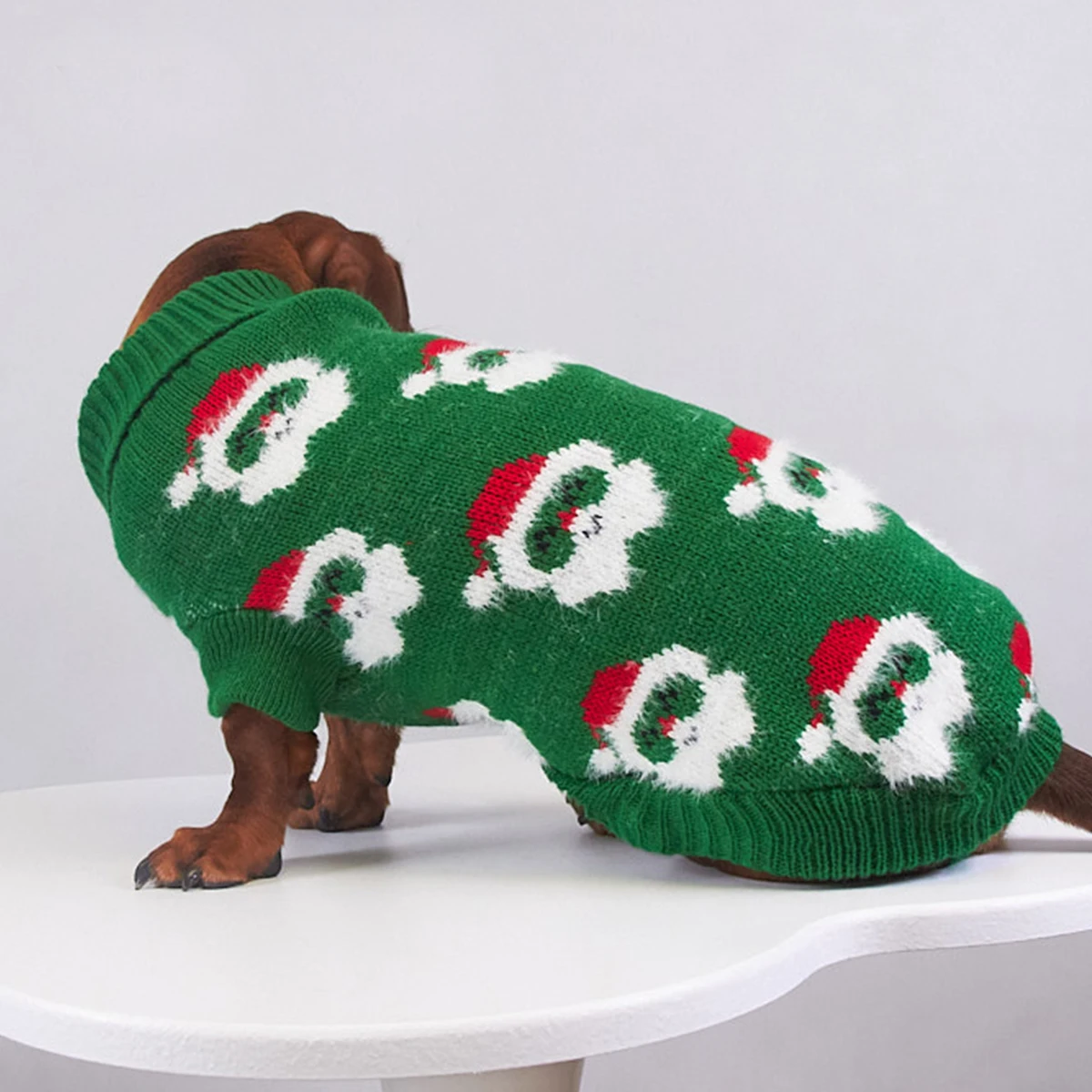 Disfraces navideños Abrigo de punto para perros salchicha Sudadera de Papá Noel para perros tejón Suéter verde para perros Wiener - imagen 2