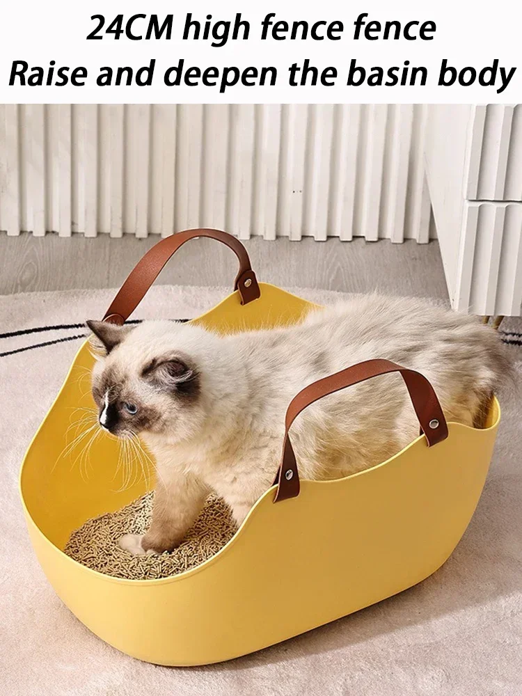Cestas de cama grandes para gatos, manijas portátiles de PE, colcha para gatos, cajas de arena semicerradas para arena para gatos, inodoro para gatitos sin salpicaduras, cuchara para arena para gatos - imagen 2