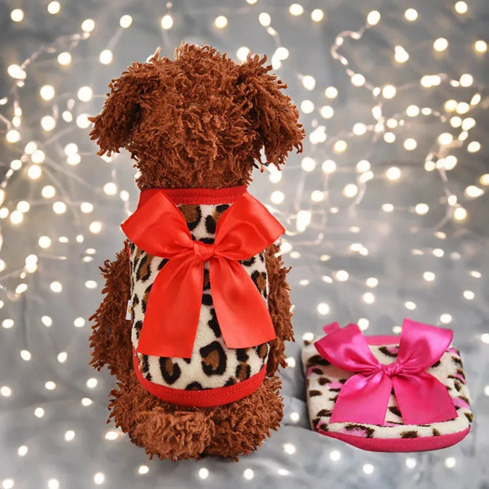 Ropa de franela para cachorros de leopardo, abrigo cálido de invierno para perros pequeños, suéter para perros recién nacidos, ropa bonita para mascotas, disfraz de Chihuahua, taza de té - imagen 5