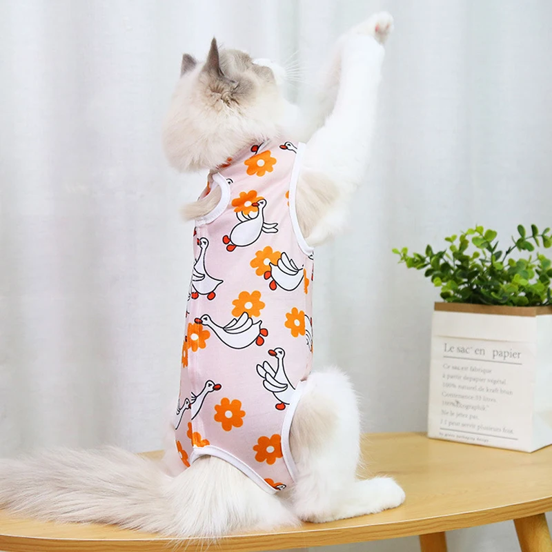 Traje de esterilización para destete de gato, Mono para perros pequeños y gatos, ropa de recuperación antilaminación después de la cirugía, estampado bonito, ropa para el cuidado de mascotas, 1 unidad - imagen 3