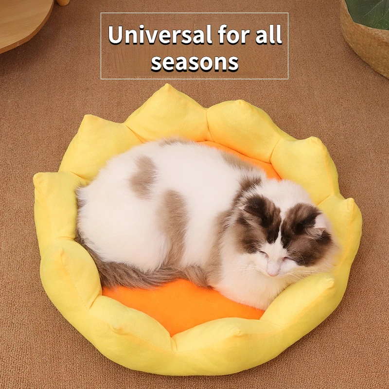 Alfombrilla de cama de flores para mascotas, nido cálido para gatos y perros, almohadilla suave para dormir, gatito, cachorro, forma de corona, perrera, suministros para mascotas - imagen 3
