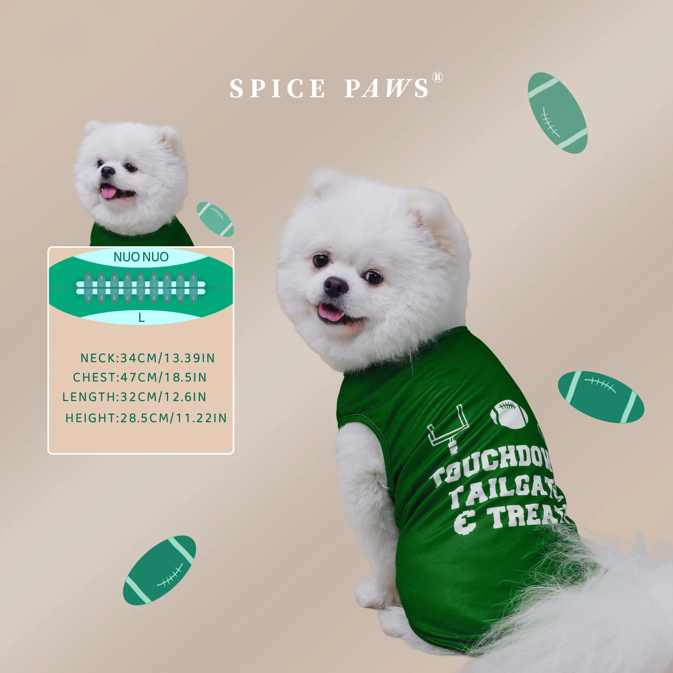 Chaleco de fútbol para perros, camisetas gráficas para mascotas, camiseta sin mangas, ropa blanca/verde para perros pequeños/medianos - imagen 3