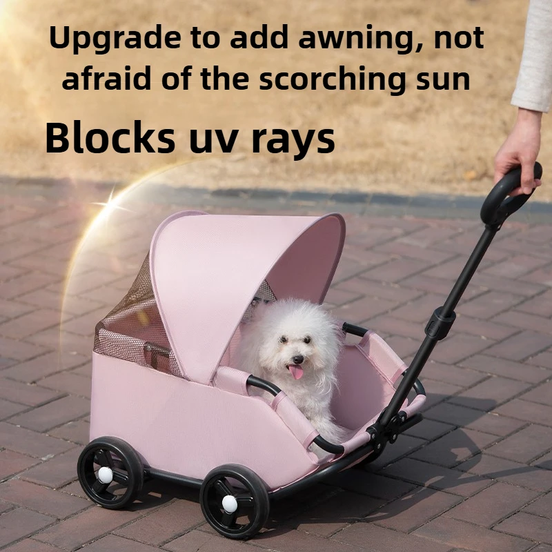 Carro para caminar para perros y gatos al aire libre, ruedas, ligero, plegable, para acampar, cochecito de peluche, pequeño y bonito sombrilla, cochecito para perros, suministros para mascotas - imagen 2