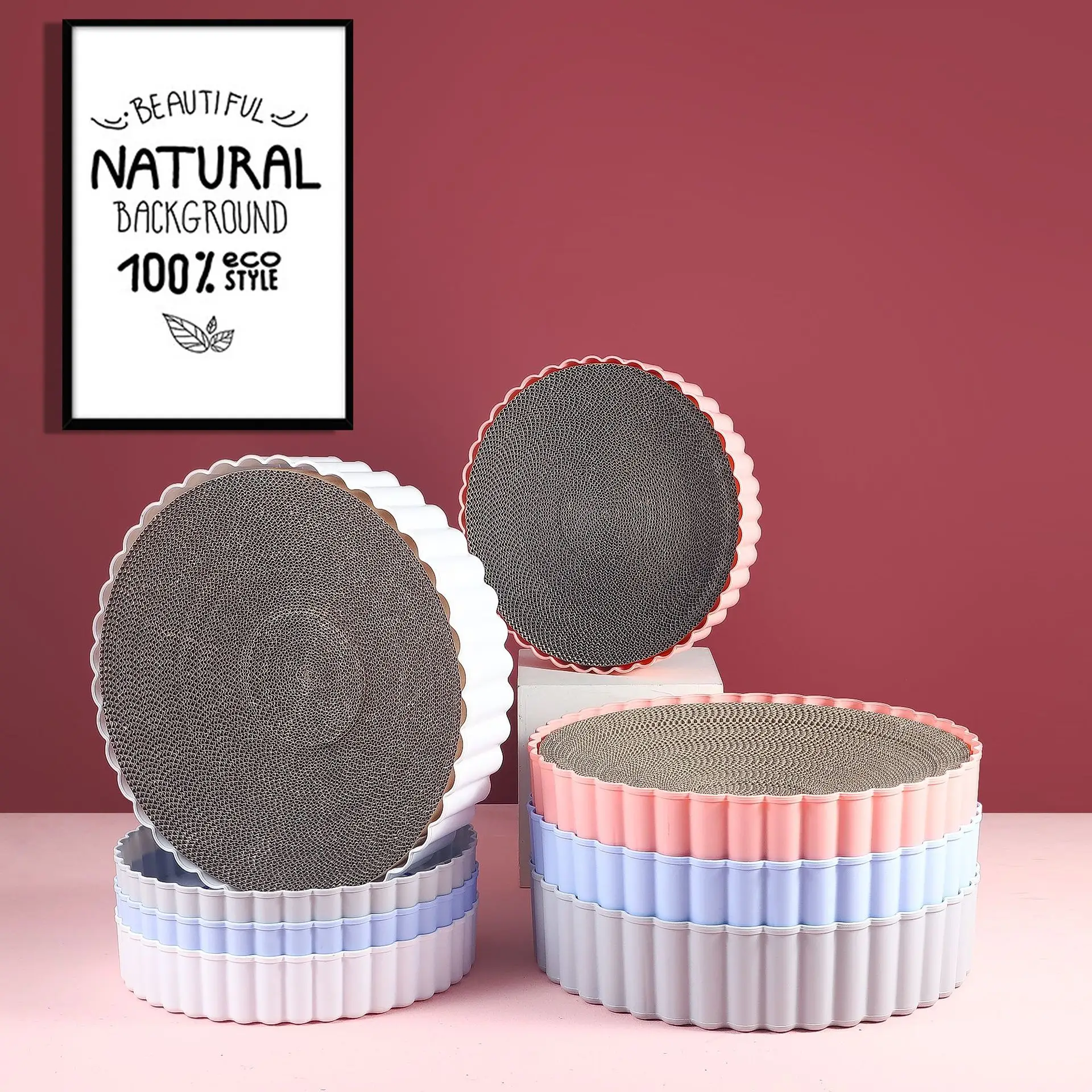 Rascador redondo para gatos, garras de molienda, cartón, papel corrugado, tablero rascador para gatos, raspadores para gatitos, suministros de muebles para mascotas - imagen 2