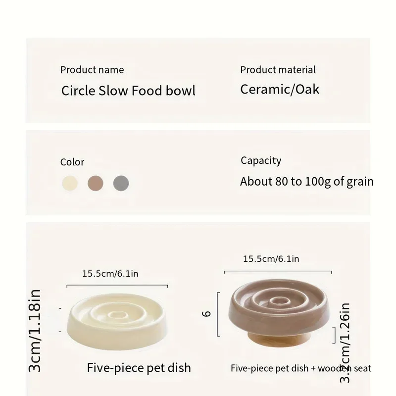 Contenedor de cerámica anti-golping para alimentación de mascotas, cuenco de alimentación lenta para perros y gatos, plato de comida de rompecabezas para evitar que la comida rápida - imagen 5