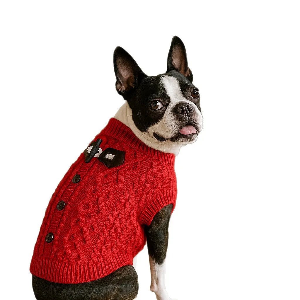 Suéter para mascotas de otoño e invierno, suéter sencillo de punto con cuello alto para perros y gatos, ropa cálida y acogedora para mascotas para perros pequeños y medianos - imagen 5