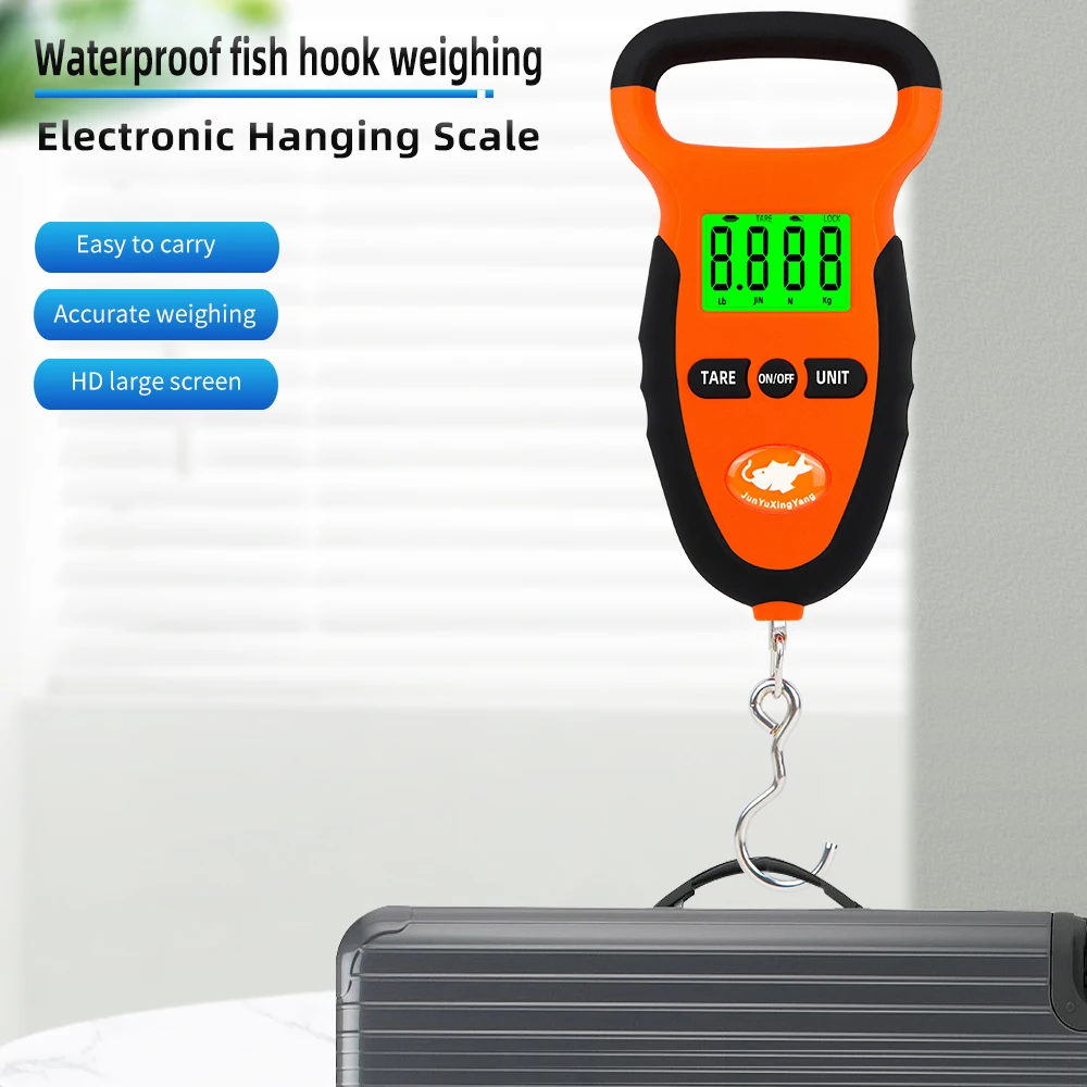 50KG/10g impermeable anzuelo pesaje báscula colgante portátil báscula de gancho Digital Lb/KG/JIN/N mango pesaje para equipaje de pesca - imagen 2