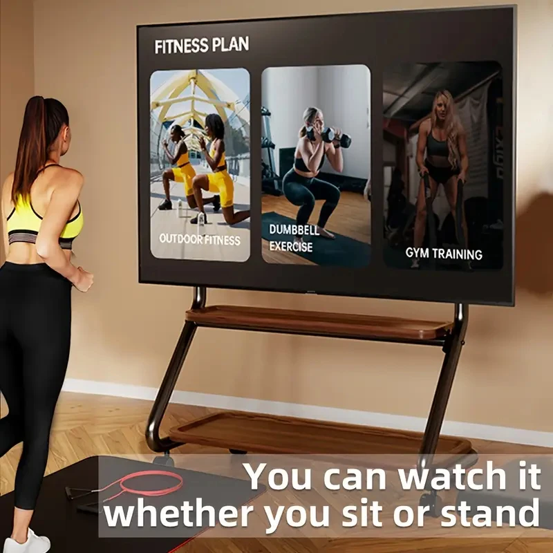 Carro de TV móvil de hierro ajustable con estante de almacenamiento, soporte de TV rodante, máximo VESA 600x500 mm, para pantallas de 32-75 pulgadas para oficina en casa - imagen 3