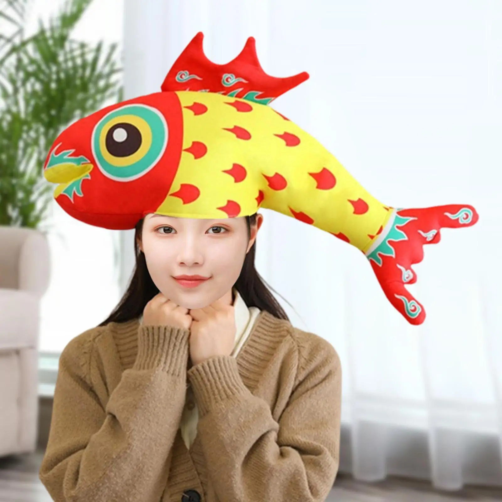 Gorro de disfraz de animal, gorro de pescado, gorro cálido de invierno, gorro de animal para fiesta temática de animales, vestido elegante - imagen 2
