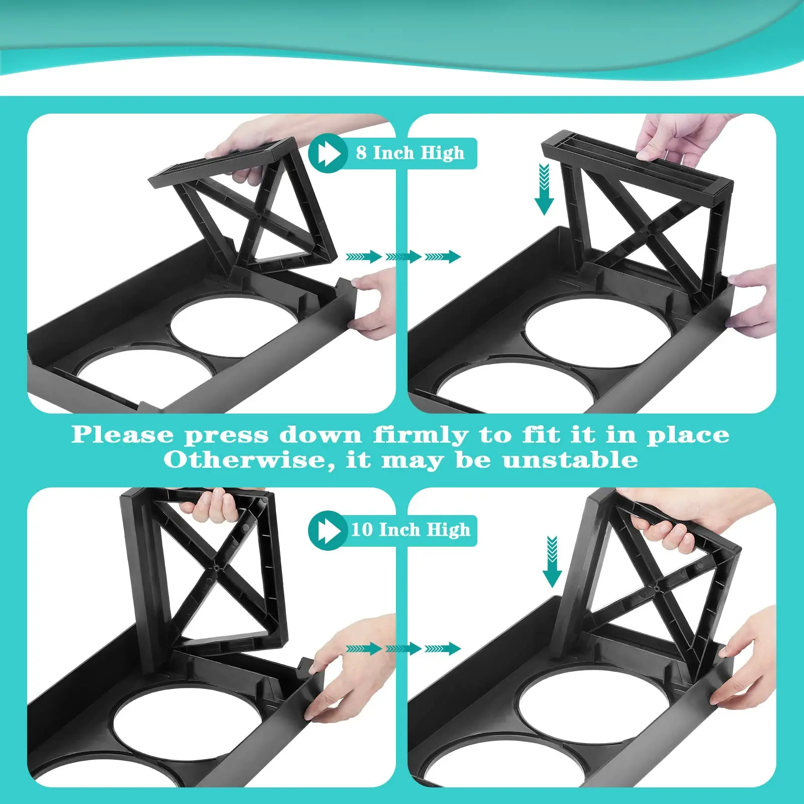 Cuencos altos de acero inoxidable para perros pequeños, medianos y grandes, soporte elevado para mascotas con alimentador lento, 3 alturas ajustables - imagen 4