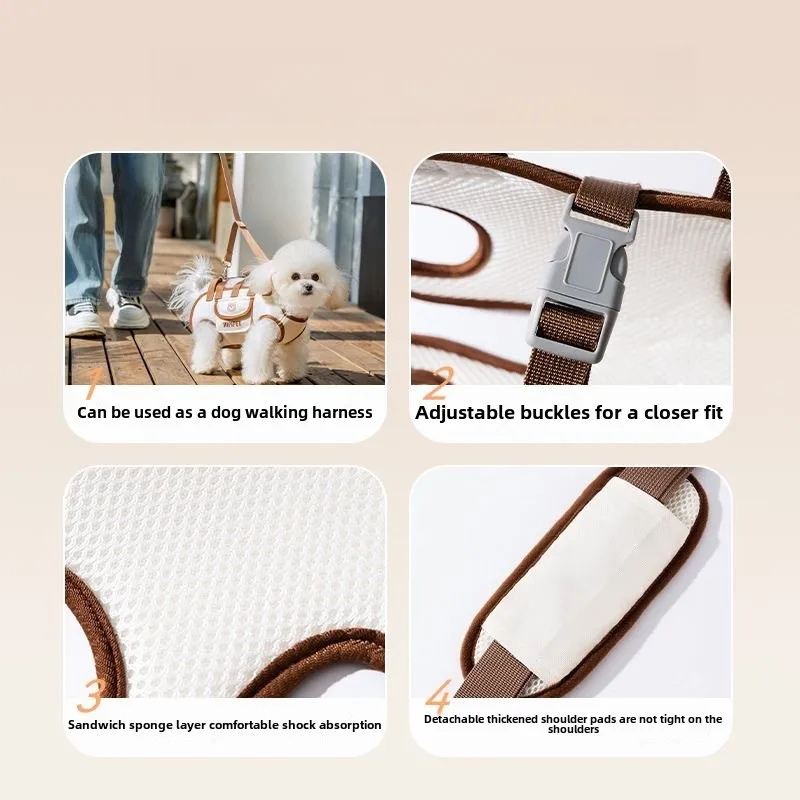 Bolsa portátil para perros de compañía, bolsa transportadora multiusos para exteriores con dibujos animados de viaje Diagonal para gatos, productos para mascotas, accesorios transpirables - imagen 5