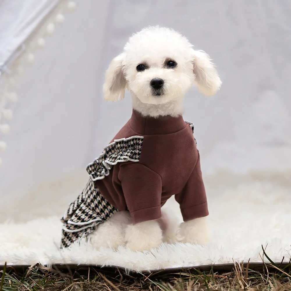 Vestido de diseño para perros pequeños y medianos, monos para cachorros, faldas con volantes de 3 capas, ropa de moda para chicas y mascotas, ropa Yorkie - imagen 4