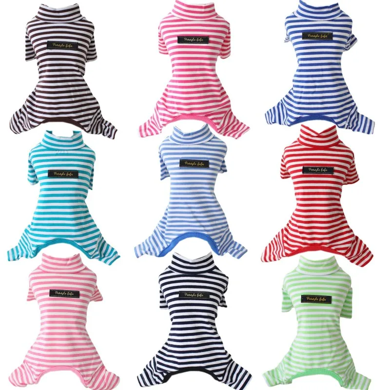 Ropa para perros, mono a rayas para perros y gatos, abrigo de algodón para otoño e invierno, ropa cálida fina para perros, sudadera para cachorros, pijamas para mascotas Chihuahua