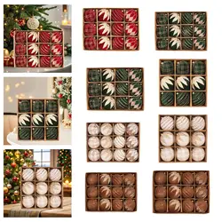 Bolas de Navidad flocadas, adornos, colgantes de bolas, decoraciones ligeras para árboles de Navidad para celebración de patio, restaurante interior