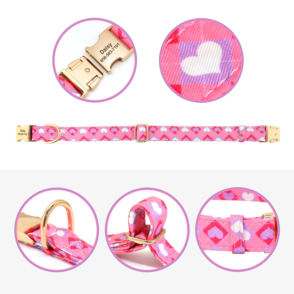 Collar de nailon impreso para perros, collares personalizados para perros, Collar de identificación para mascotas con grabado gratis, ajustable para perros pequeños, medianos y grandes, Chihuahua Pug - imagen 5