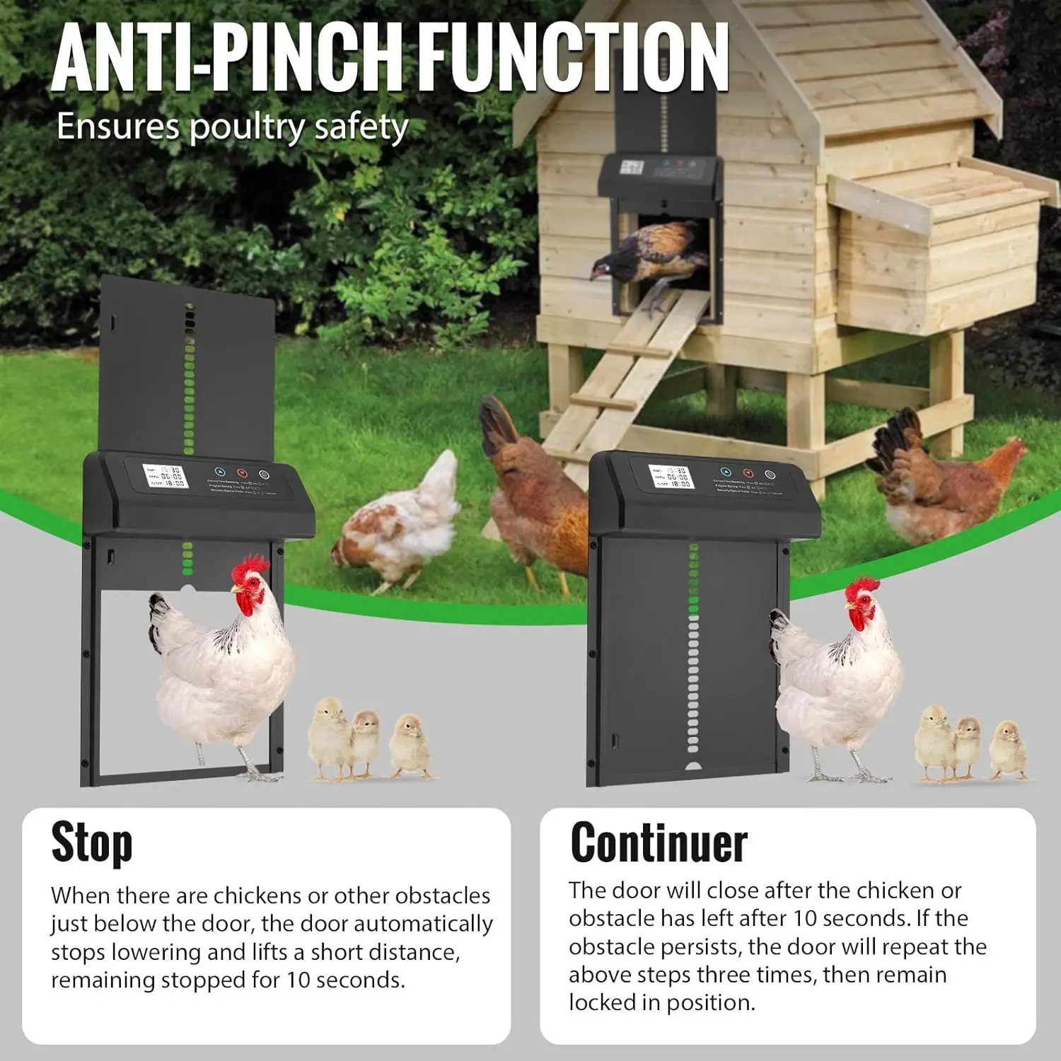 Puerta automática para gallinero con temporizador y antipinzamiento - imagen 5