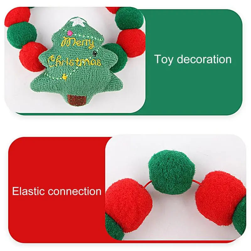 Collar suave de árbol de Navidad, Collar de gato, Bola de piel roja y verde, joyería suave ajustable, accesorios de boda para fiesta - imagen 4