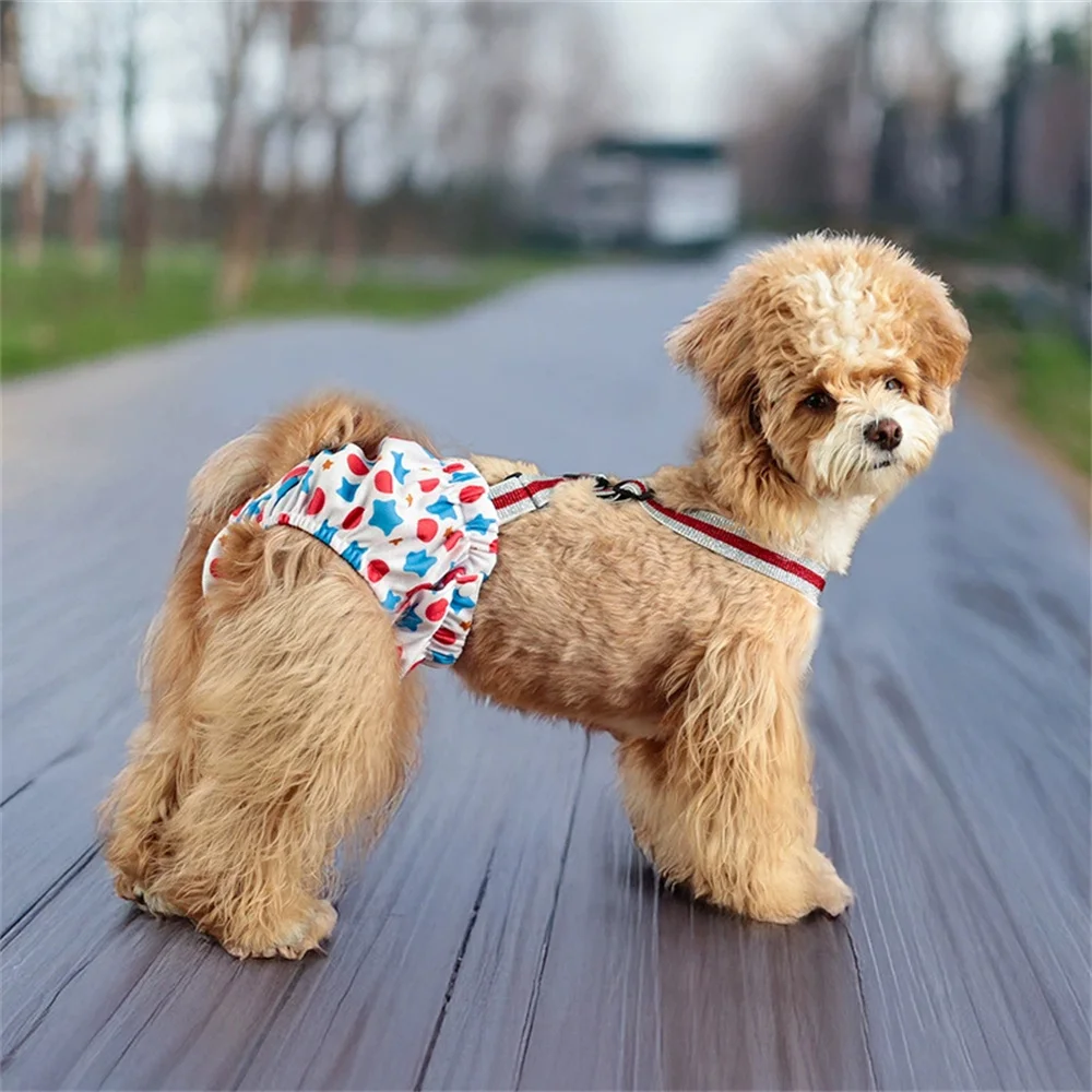 Pantalones fisiológicos reutilizables para perros pequeños y medianos, pañales ajustables para mascotas, pantalones cortos para caniche Shiba Inu, ropa interior para mascotas - imagen 4