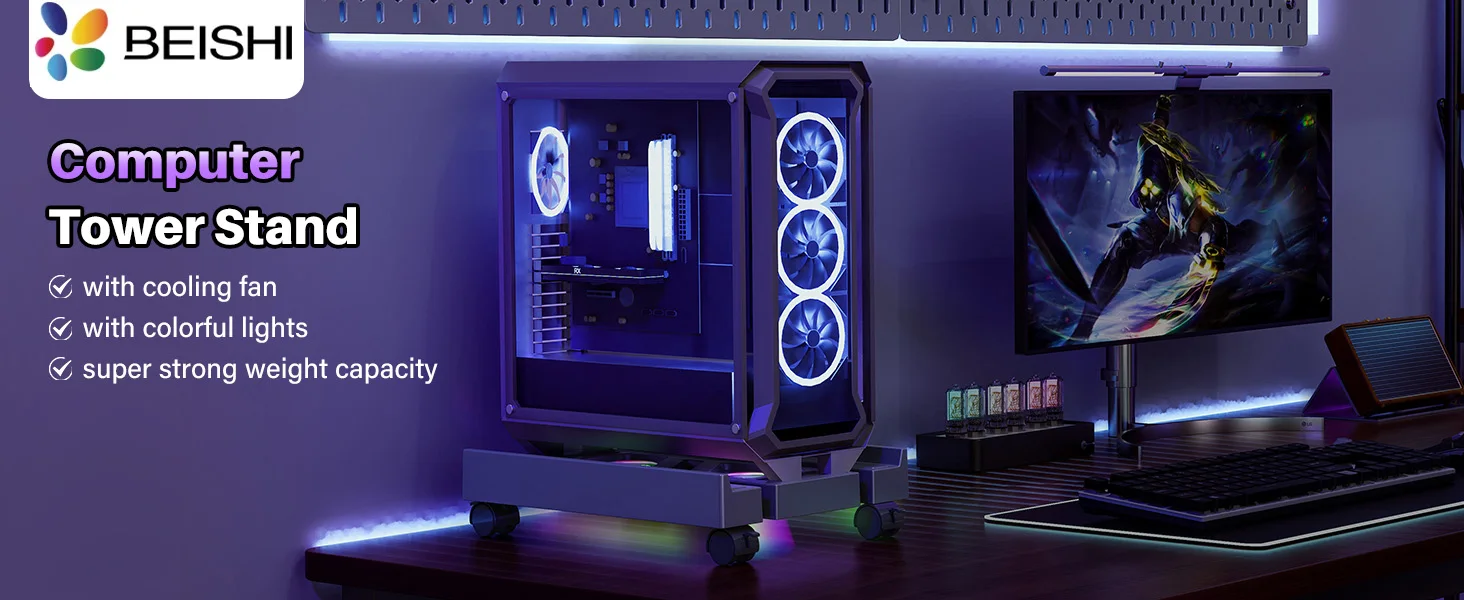 Soporte CPU móvil con iluminación RGB y ventilador