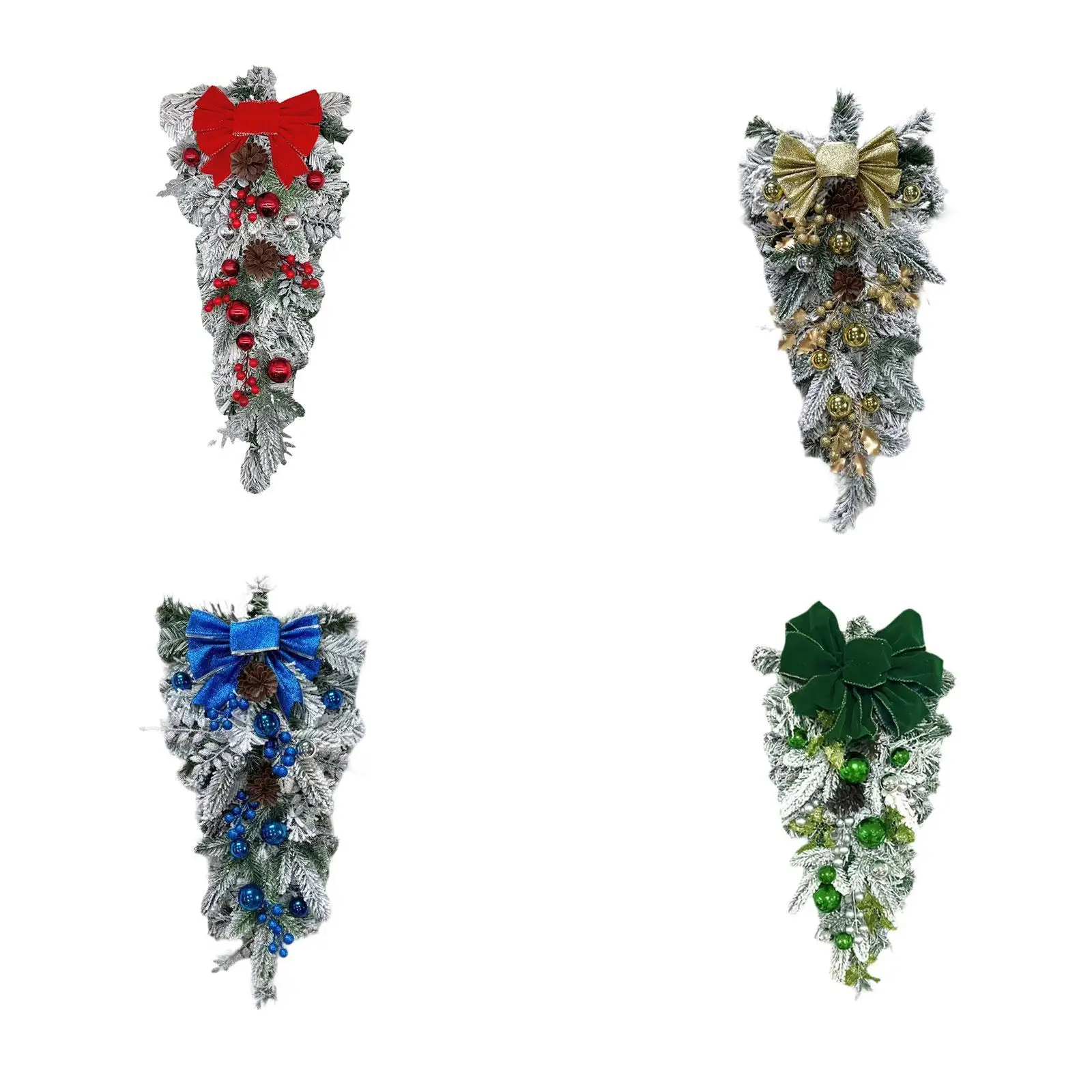 Corona navideña con guirnalda y lazos para tu puerta - imagen 2
