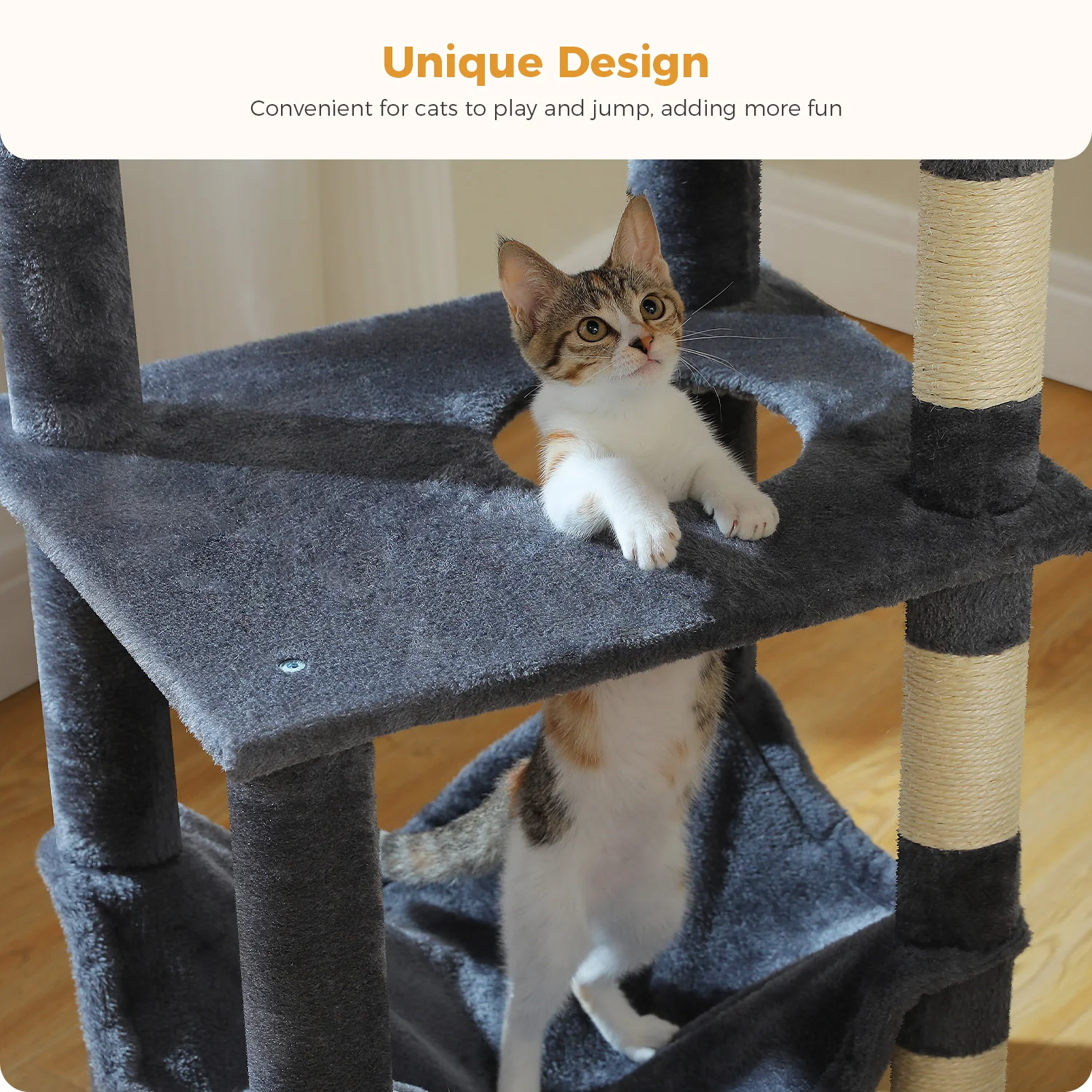 Árbol rascador para gatos 6 niveles con hamaca XL y cama acogedora - imagen 4