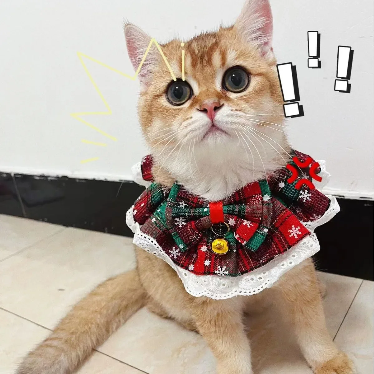 Nuevo Collar navideño para gatos con campanas, accesorios para perros pequeños, bufanda lavable, Collar Bandana, Baberos - imagen 2