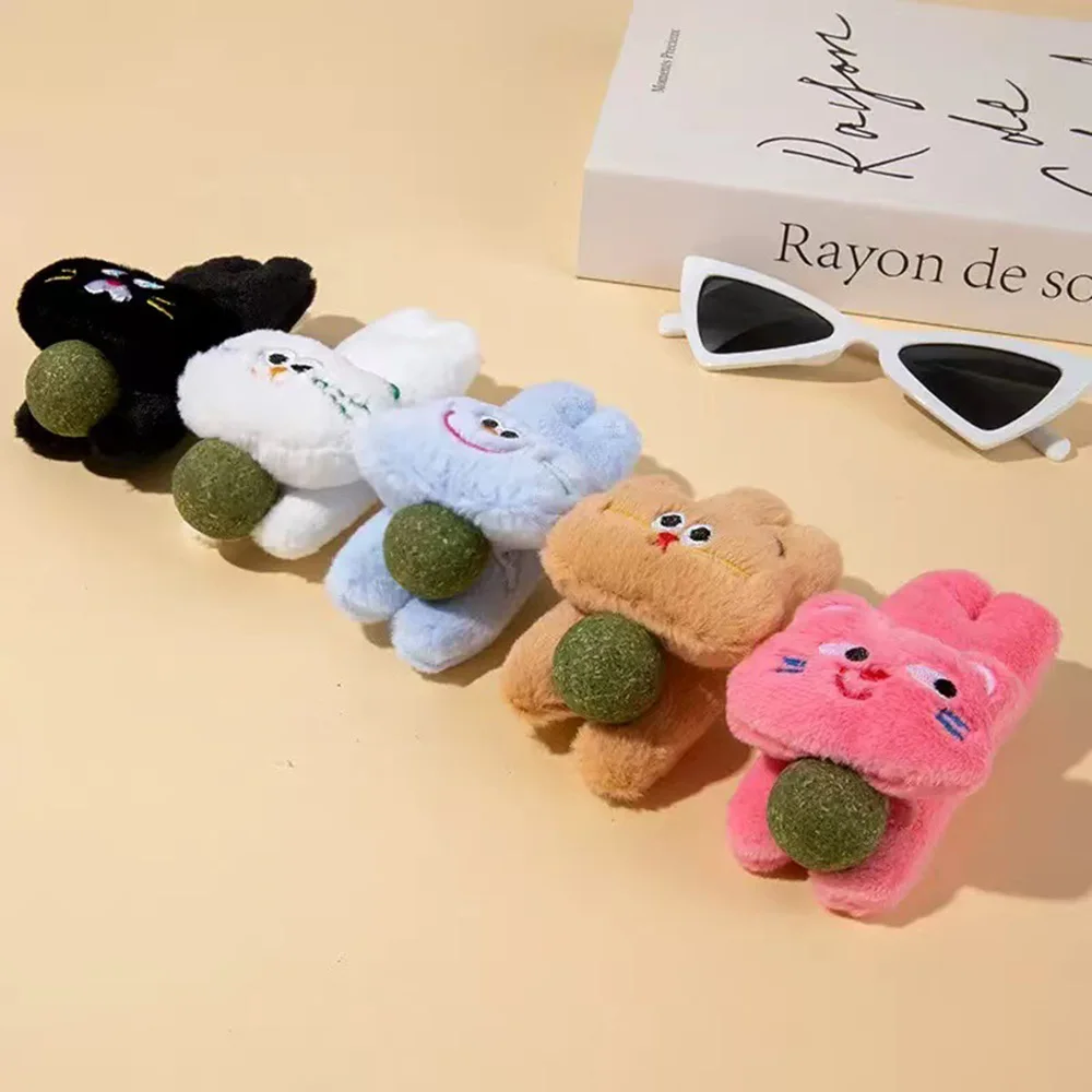 Juguete de peluche para gatos con bola de hierba gatera, muñeca resistente a masticar para limpieza de dientes y dentición, juguete interactivo para mascotas con gatito - imagen 5
