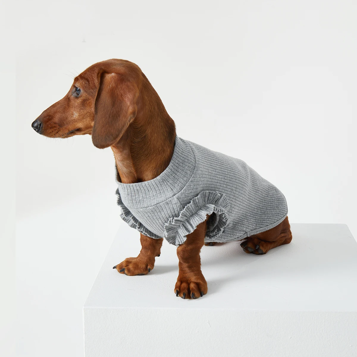 Chaleco de algodón blanco con mangas voladoras para perro Wiener en primavera y verano, vestido dulce gris para perros tejón, pijamas suaves para perro salchicha - imagen 3