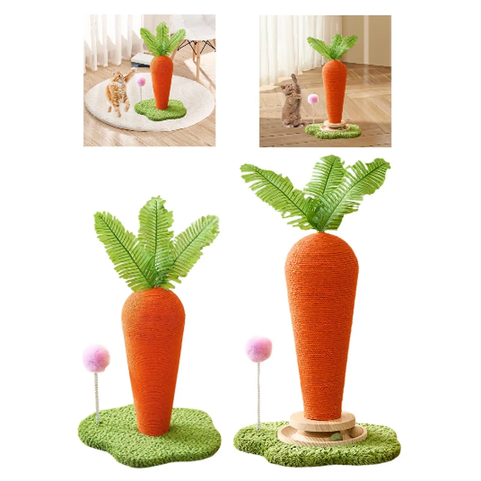 Cat Scratching Post with Play Ball Carrot Cat Scratcher for Cat and Kittens