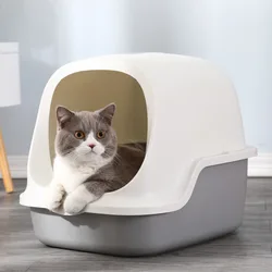 Caja de arena para gatos completamente cerrada, inodoro antisalpicaduras y desodorizante para mascotas, productos para gatos