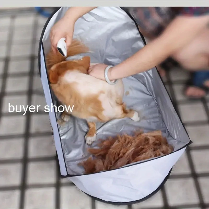 Tienda fácil para atrapar el pelo de perros y gatos: impermeable, ajustable, capa de peluquero limpia para un fácil recorte y afeitado - imagen 3
