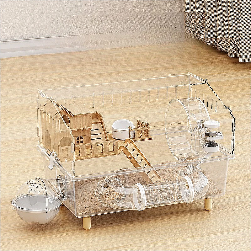 Jaula para hámster de lujo, jaulas transparentes para hámster, acrílico, gran alimentación y agua, accesorios para hámsteres, casas y hábitats escondidos - imagen 2