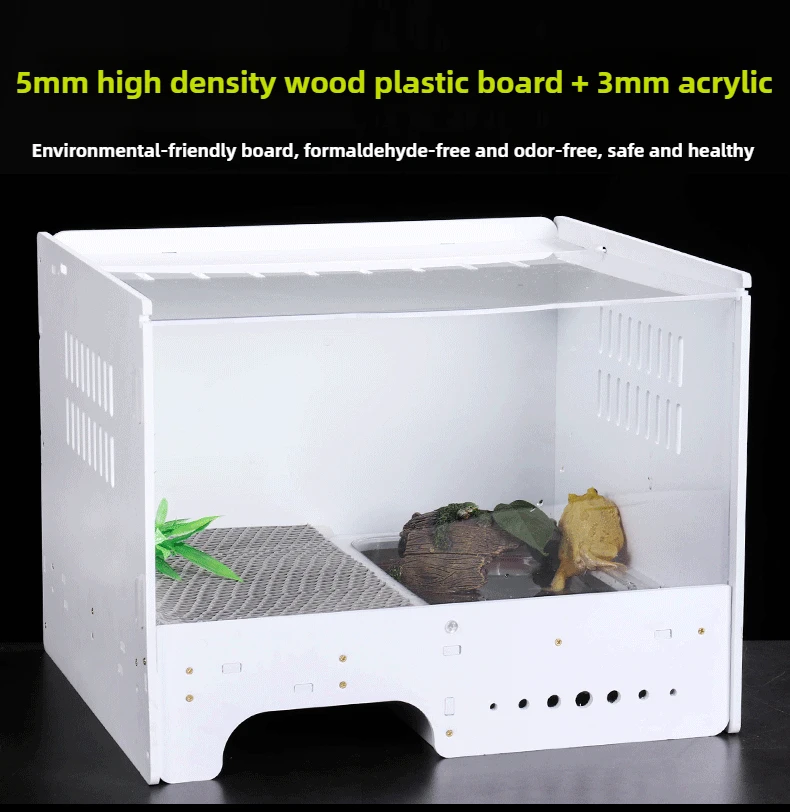 Caja de cría anfibia, suministros para reptiles y lagartos, terrario, ranas con cuernos, cangrejos ermitaños, jaula de cría, tablero ecológico acrílico de araña - imagen 3