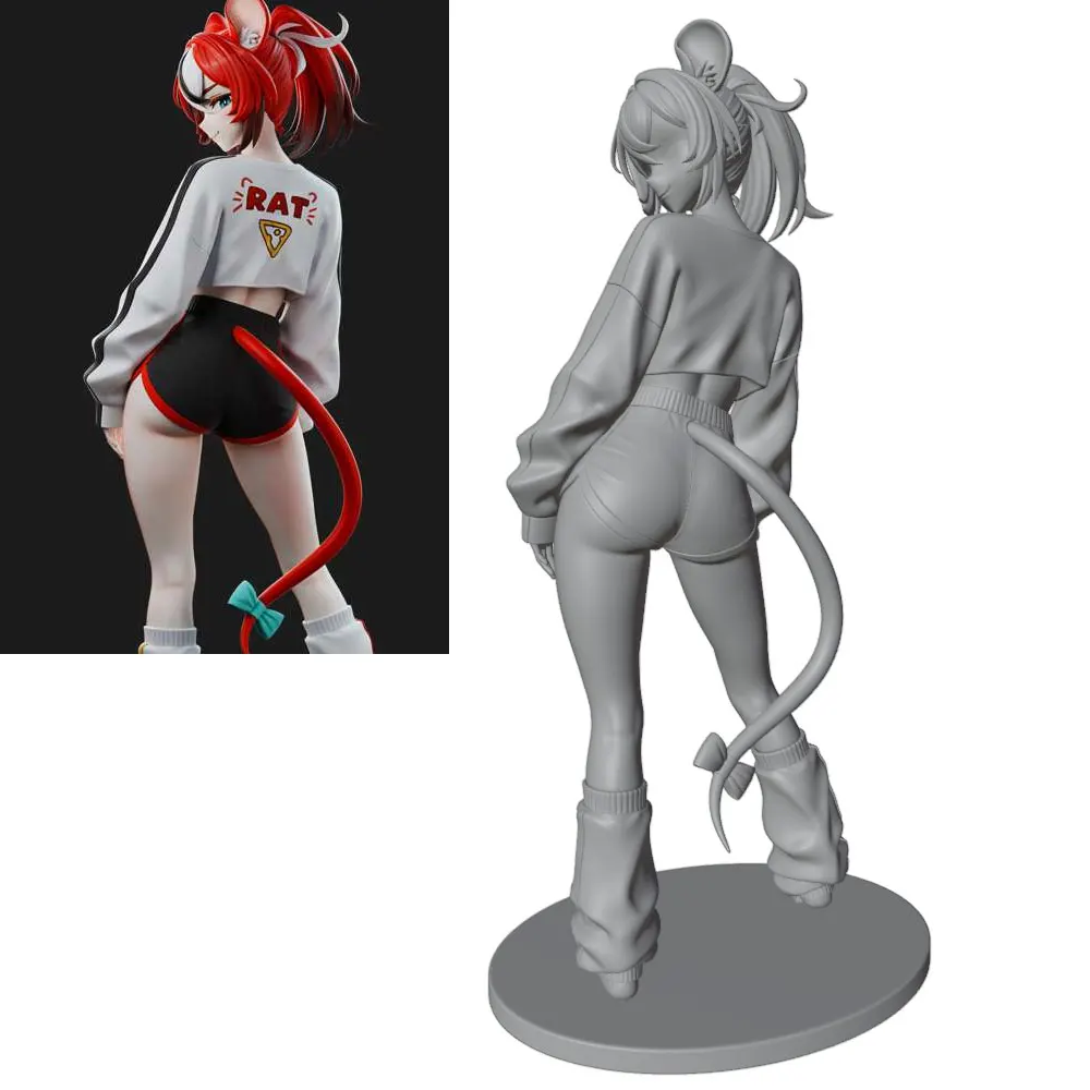 Figura de anime 1/24 impresa en 3D – Modelo gris para montar - imagen 5