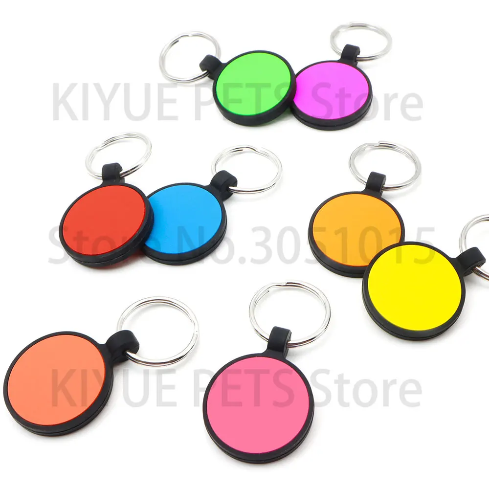 20 piezas etiqueta de identificación de mascota, etiquetas redondas de hueso de perro de silicona, Collar de nombre personalizado, etiquetas grabadas, accesorios, nombre, número de teléfono, etiquetas para mascotas - imagen 3