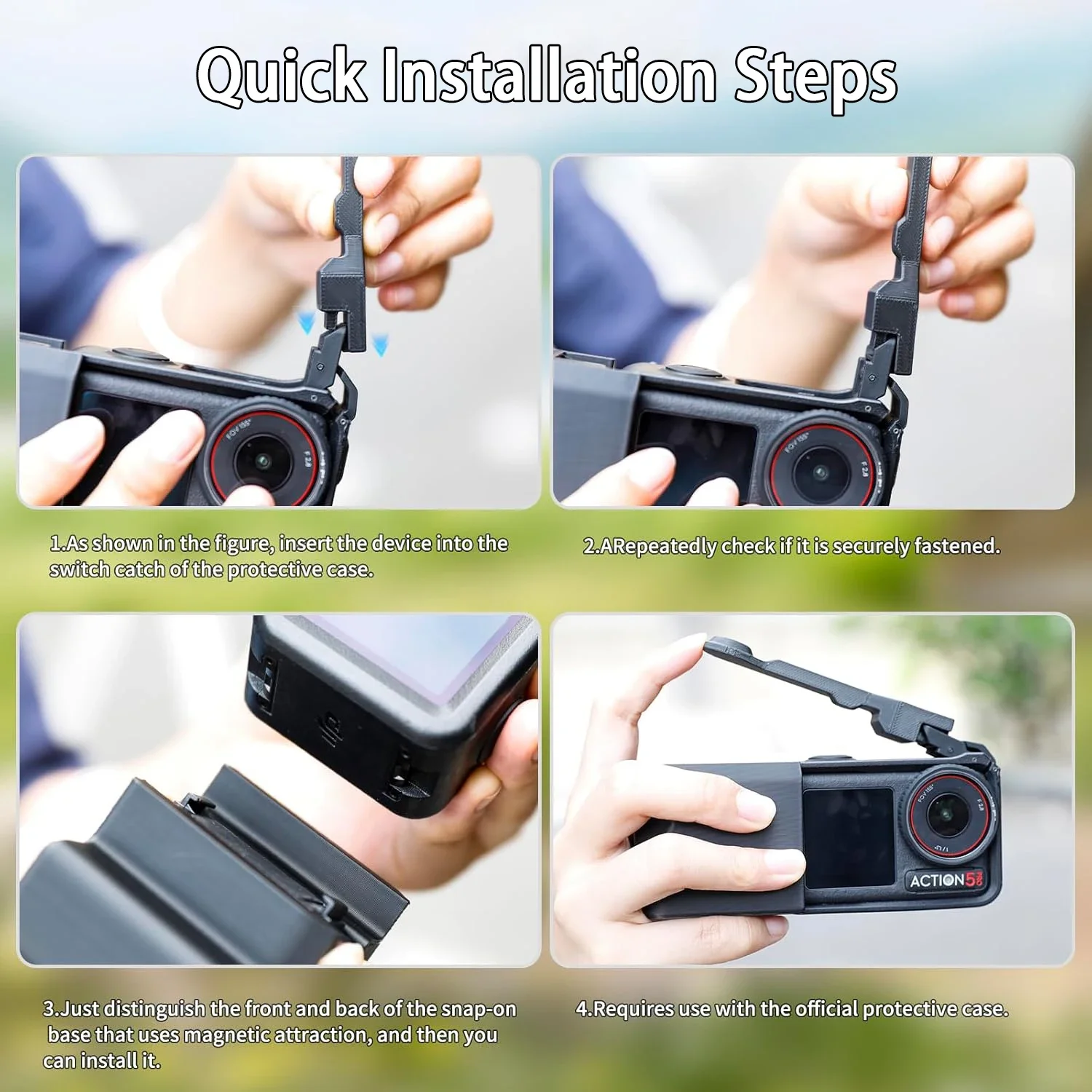 Para Dji Action 3/4/5 Pro Action agarre de fotografía rápida agarre de impresión 3D soporte Vlog Combo soporte de agarre de cámara accesorios de cámara - imagen 3