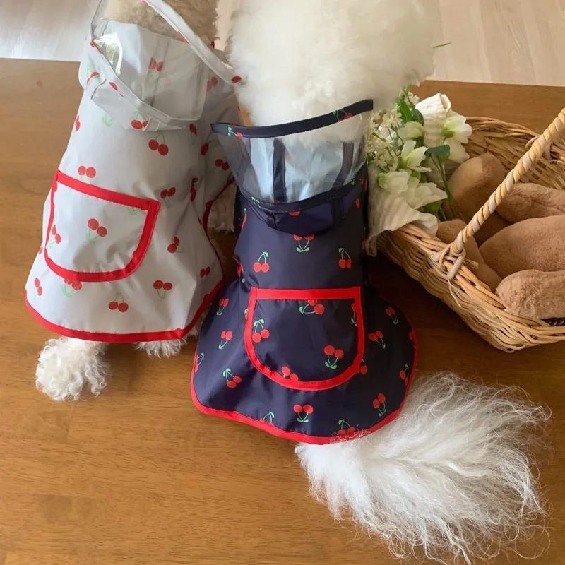 Chubasquero Ins bonito de cereza para perro, chaqueta impermeable con capucha, Poncho para la lluvia, ropa impermeable para mascotas, ropa para perros, accesorios impermeables para perros al aire libre - imagen 3