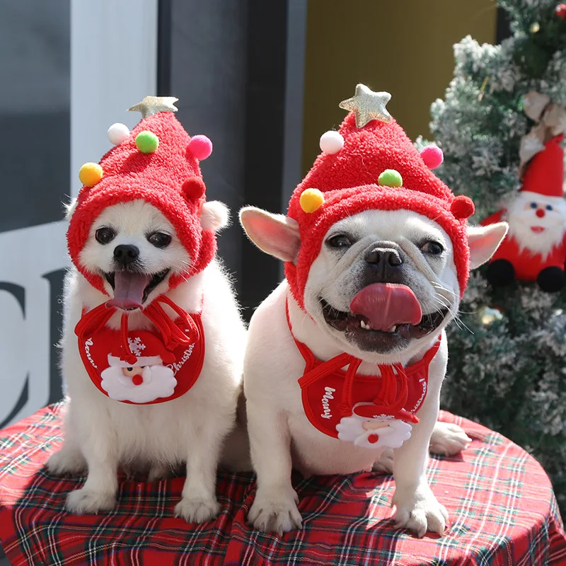 Divertido sombrero de Navidad para perros, Baberos de Papá Noel para mascotas, disfraz de fiesta de año nuevo, gorro para cachorros, Bandana para gatos, accesorios de ropa, regalo - imagen 5
