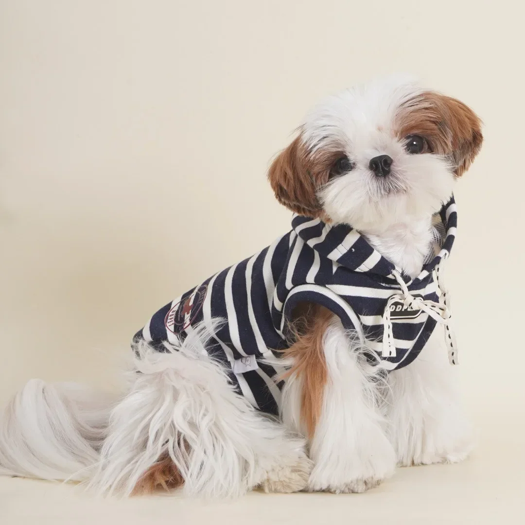 Sudadera con capucha a rayas para perros y cachorros, Sudadera con capucha para perros pequeños, Sudadera con capucha para mascotas de otoño e invierno, ropa de oso Schnauzer para perros pequeños - imagen 4