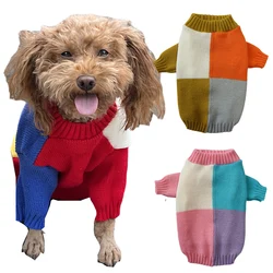 Sueter color bloque para perros pequenos - Cuello redondo de vestir