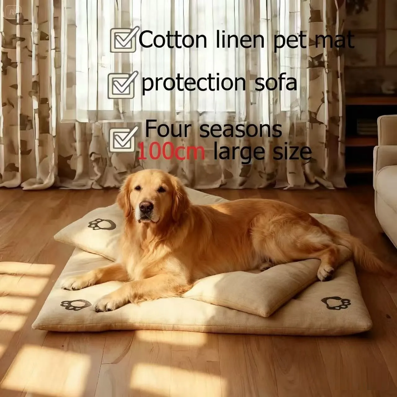 Camas para perros y mascotas, sofá cama Extra grande para perros, cama para gatos, estera de lino y algodón para las cuatro estaciones, cojín para mascotas resistente al desgaste y a los arañazos, estera para gatos