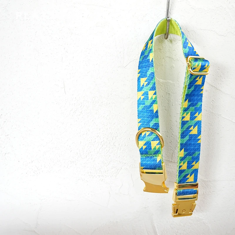 PLATTCO conjunto de perro de diseño único estampado SUNSET SEA patrón y hebilla dorada de alta calidad tamaño 5 PDC309YG&PDL309YG&PBT365 - imagen 3