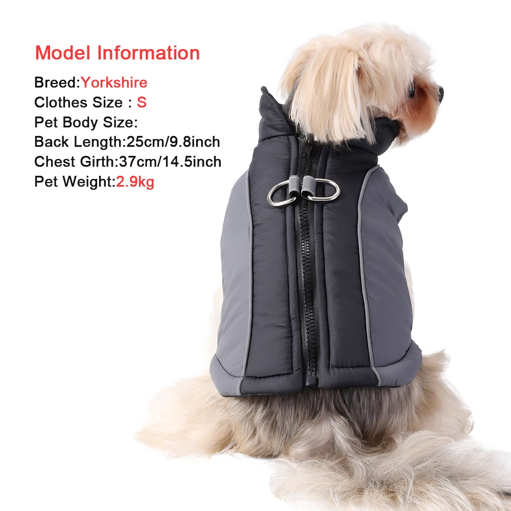 Chaqueta de invierno para perros pequeños, abrigo reflectante impermeable, ropa para mascotas, disfraz cálido y acogedor para cachorros, chaleco para Bulldog Francés Chihuahua, monos - imagen 3
